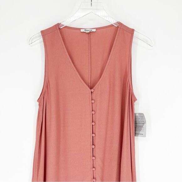 NWT Madewell Button Front Mini Dress M Autumn Berry - Picture 4 of 7